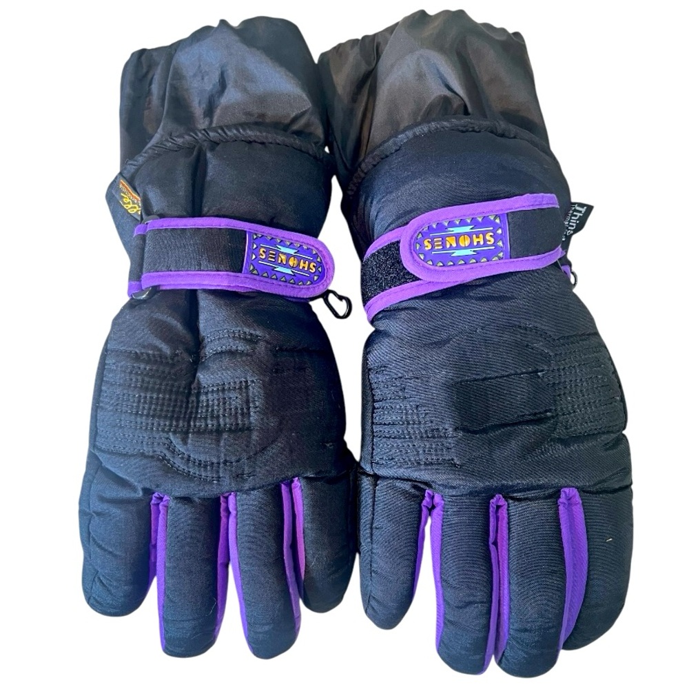 Thinsulate Black and Purple Winter Gloves
